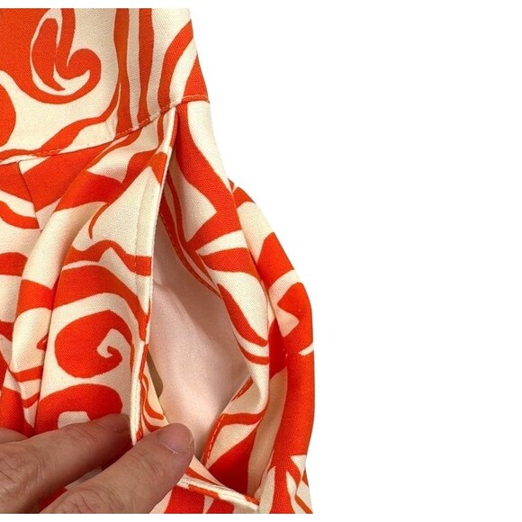 Merona Box Pleat Pencil Skirt Orange Abstract Pockets Straight Cotton Stretch XS - Picture 4 of 10